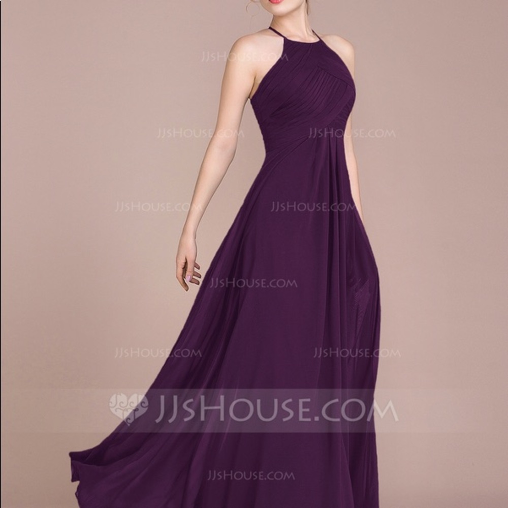 A-Line/Princess scoop neck floor-length dress